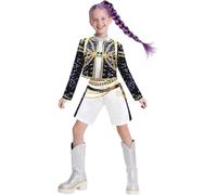 Idol Group Costumes for Kids,Girls Hunter Star Print Stage Costume 3PCS Performance Outfits for Halloween Cosplay,Girls Anime Hunters Outfits Halloween Costumes,Birthday Party Cosplay (E, 10-11 Years)