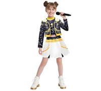 Idol Group Costumes for Kids,Girls Hunter Star Print Stage Costume 3PCS Performance Outfits for Halloween Cosplay,Girls Anime Hunters Outfits Halloween Costumes,Birthday Party Cosplay (H, 10-11 Years)