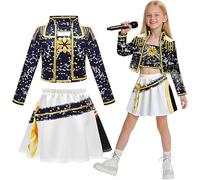 Idol Group Costumes for Kids,Girls Hunter Star Print Stage Costume 3PCS Performance Outfits for Halloween Cosplay,Girls Anime Hunters Outfits Halloween Costumes,Birthday Party Cosplay (G, 3-4 Years)