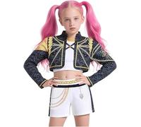 Idol Group Costumes for Kids,Girls Hunter Star Print Stage Costume 3PCS Performance Outfits for Halloween Cosplay,Girls Anime Hunters Outfits Halloween Costumes,Birthday Party Cosplay (J, 6-7 Years)