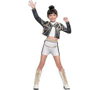 Idol Group Costumes for Kids,Girls Hunter Star Print Stage Costume 3PCS Performance Outfits for Halloween Cosplay,Girls Anime Hunters Outfits Halloween Costumes,Birthday Party Cosplay (D, 6-7 Years)