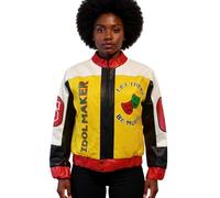 Idol Maker Let There Be Music Womens Jacket - 90s Rapper Costume & Everyday Wear Coat - Early 1990s Hip Hop Style Fashion 80s, Multicolor, L