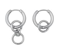 Idol Trainee Matching Earrings Stainless Steel Minimalist Ins Style Asymmetrical Hoop Port Style Unisex Ear Cuffs