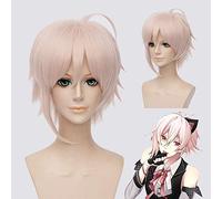 Idolish7 KUJO TENN Short Straight Cosplay Wig 30cm Anime Costume Party Unisex Synthetic Hair Wig Pink for Christmas Party