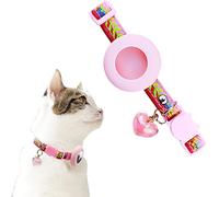 IDOLPET Airtag Cat Collar Breakaway with Bells and Heart Pendant for Girl Cats Cute Floral Cat Collars Kitten Collars for Cat Kitten Kitty Puppy Rabbit (Floral - Pink)