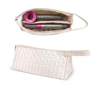 idoltimes Quilted Hair Tools Travel Bag, Compatible with Dyson Airwrap Styler, Portable Cotton Floral Organizer Case for Shark FlexStyle Attachments Storage, Pink Flower