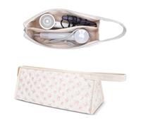 idoltimes Quilted Hair Tools Travel Bag, Compatible with Dyson Airwrap Styler, Portable Cotton Floral Organizer Case for Shark FlexStyle Attachments Storage, Hollow Bow