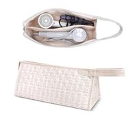 idoltimes Quilted Hair Tools Travel Bag, Compatible with Dyson Airwrap Styler, Portable Cotton Floral Organizer Case for Shark FlexStyle Attachments Storage, Pink Flower