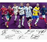 IDOLUSTER Soccer Champion Superstar Group Photo Messi,Ronaldo,Mbappé,Signed Poster For Kids Room Bedroom Wall Decor-Picture Canvas Art Prints For Man Teens Boys Fans Gifts