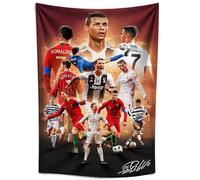 IDOLUSTER Soccer Superstar Cristiano Ronaldo Signed Wall Tapestry Poster For Kids Fans Bedroom Wall Hanging Decoration-Ronaldo Tapestry For Teen Boy Birthday Party Gifts-70x100CM