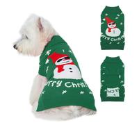 IDOMIK Christmas Dog Sweater, Snowman Dog Christmas Sweaters with Harness Hole, Turtleneck Warm Sweaters for Boy Girl Dogs, Thick Knitted Pet Sweatshirt for Fall Winter,Green,S