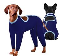 IDOMIK Dog Recovery Suit After Surgery,Long Sleeve Dog Surgical Onesie for Surgery,Soft Breathable Pet Pajamas Anti Shedding,Adjustable Bodysuit Prevent Licking Wound,Cone Collar Alternative,Blue,L