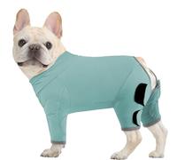 IDOMIK Dog Surgery Recovery Suit for Front Leg Wounds&Joint Pain, Soft Dog Leg Sleeve to Stop Licking, Stretchy Surgical Suit for Spay Neuter, Pet Onesie Alternative to Cone,Green,XS