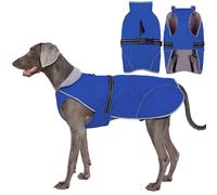IDOMIK Dog Winter Jacket, Adjustable Waterproof Dog Warm Coat with Fleece Lining, Turtleneck Windproof Cold Weather Coats for Winter, Reflective Warm Snow Jacket for Labrador Golden Retriever,Blue,2XL