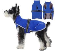 IDOMIK Dog Winter Jacket, Adjustable Waterproof Dog Warm Coat with Fleece Lining, Turtleneck Windproof Cold Weather Coats for Winter, Reflective Warm Snow Jacket for Chihuahua Yorkshire,Blue,XS