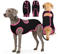 IDOMIK Soft Dog Surgery Recovery Suit, Breathable Surgical Suit for Female Spay & Male Neuter, Adjustable Dog Onesie Prevent Licking Abdominal Wound, E-Collar & Cone Alternative Pet Bodysuit,Black,L