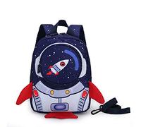 IDOMISMR toddler Rocket Backpack for babes Cartoon Safety Anti-Lost Strap Rucksack with Reins,Age 1-3 (Blue)