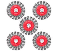 Idong 5PCS Wire Wheel for Angle Grinder, 100mm Twist Knot Wire Brush Angle Grinder Set with Thread M14 x 2, Flex Steel Disc Brush for Heavy Duty Rust Removal, Cleaning, Stripping, Grinding