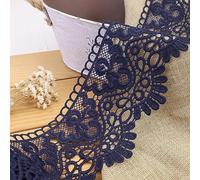 IDONGCAI Premium 4inch Wide Venice Lace Trim - Navy Floral Embroidered Edge for Wedding Decor, Bridal Gowns, DIY Sewing, Crafts & Home Accents