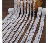 IDONGCAI Ribbon White Lace Trim Crochet Cotton Lace Edge for Bridal Wedding Decoration,Christmas Package DIY Sewing Craft Supply, 2 Yards Each, 10 Styles(White 20 Yards)