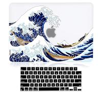 iDonzon Case for MacBook Air 13-inch Laptop M5 M4 M3 M2 A3449 A3240 A3113 A2681 2026-2022 Release with Touch ID, 3D Effect Matte Clear See Through Hard Cover&Keyboard Cover, Great Wave