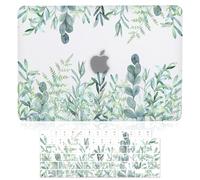 iDonzon Case for MacBook Air 13-inch Laptop M5 M4 M3 M2 A3449 A3240 A3113 A2681 2026-2022 Release with Touch ID, 3D Effect Matte Clear See Through Hard Cover&Keyboard Cover, Green Plants