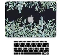 iDonzon Case for MacBook Air 13-inch Laptop M5 M4 M3 M2 A3449 A3240 A3113 A2681 2026-2022 Release with Touch ID, 3D Effect Matte Black See Through Hard Cover&Keyboard Cover, Green Plants