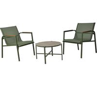 idooka 3 Piece Garden Bistro Patio Set Marble Effect Glass Table 2x Chairs Green idooka Green
