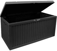 idooka Garden Storage Box Plastic Outdoor Lock Lid Large 336L Patio Container Wheels in Black idooka Black