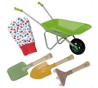 idooka Kids Gardening Set 5P Aged 3+ Wheelbarrow Tool Set White Ladybird Gloves