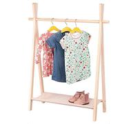 Childrens Clothes Rail Hanging Wardrobe Storage Wooden Kids Boys Girls Dress Up idooka Natural One Size