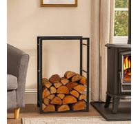 idooka Large Black Rectangular Log Store Indoors - Log Burner Accessories for Indoor & Outdoor Log Storage - Log Holder with Ventilation & Raised Stand - Metal Wood Store for Logs Outside or Inside