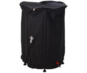 idooka Large Collapsible 250L Waterbutt Rainwater Collector Barrel with Tap, Lid, and Hose Pipe Connector - Black