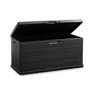 idooka Large Garden Storage Box with Lid - 340L Lockable Plastic Outdoor Storage for Parcels, Cushions, Tools, Logs & More - Grey Water-Resistant Deck Box for Garden or Garage