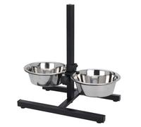 idooka Pet Dog Bowls 2 Stainless Steel Adjustable Height Stand Food Water Bowls Feeding Kitchen Accessories