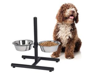 idooka Raised Dog Bowls with Stand Adjustable and Non-Slip - 2x Dishwasher Safe Metal Stainless Steel Raised Dog Bowl for Dog Food Dry or Wet and Water - Dog Accessories for Large or Elderly Dogs