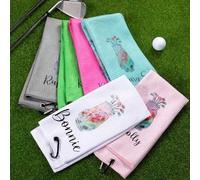 idooodle Personalised Golf Towel, 60x40 cm Custom Embroidered Name Golf Towels with Hanging Clip, Gifts for Golf Lover
