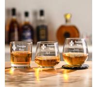 idooodle Personalised Whiskey Glass Custom Name with Option Slate Coaster Father's Day Gifts Funny Gifts for Father Grandpa Husband Dad