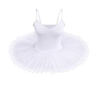 IDOPIP Ballet Leotards for Women Swan Lake Ballerina Costume Camisole Skirted Leotard Professional Adult Swan Ballet Tutu Skirt Hard Organdy Platter Performance Leotard Skirt for Practice White Small