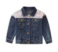 IDOPIP Denim Jacket for Baby Boys Girls Long Sleeve Button Down Jacket Top Coat Outerwear Fall Winter Basic Coat Clothes Autumn Casual Trendy Trucker Jackets Leopard 3-4 Years