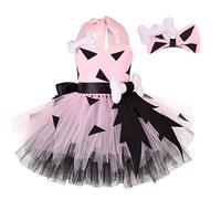 IDOPIP Girls Caveman Costume Kids Pebble & Bam Bam Costumes Tulle Tutu Dress with Bone Headpiece Historical Cavegirl Stone Age Outfit for Birthday Halloween Cosplay Dress Up Pink 11-12 Years
