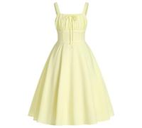 IDOPIP Girls Corset Summer Dress Boho Sundress Floral | Midi Square Neck Tie Front Adjustable Cami Strap Holiday Party