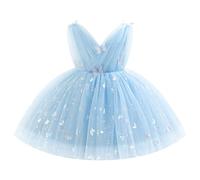 IDOPIP Kid Girls' Dresses: Flower Girls Summer Clothes Glitter Butterfly Princess Dress Tulle Sleeveless - Birthday Party Pageant Ball Gown Blue 120