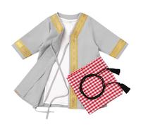 IDOPIP Newborn Baby Boy Infant Toddlers Muslim Abaya Sets Eid Outfits With Head Scarf Arabic Dubai Turban Robe Grey 0-3M