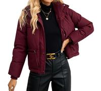 IDOPIP Winter Puffer Jackets for Women Cropped : Warm Lightweight Thermal Coat, Insulated Quilted Parka Without Hood Outwear Outdoor Ski Hiking Jackets