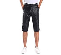 Idopy Men`s Business Stretchy Bermuda PU Faux Leather Short Pants Casual Shorts Black