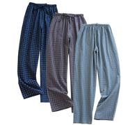 IDORIC Mens Pajama Pants Ultra Lightweight Pjs Bottoms Sleepwear Bottom Pants With Pocket Drawstring 3-Pack