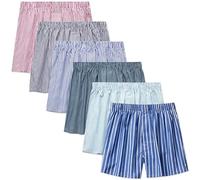 IDORIC Men's Plaid Woven loose Boxer Underwear 100% Cotton Premium Classic Tartan Shorts 6-Pack