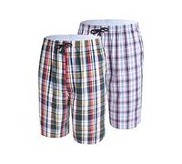 IDORIC Men's Pyjama Shorts 2-3 Pack 100% Cotton Nightwear Checked Shorts Lounge Bottoms（Set7/2P/2XL）