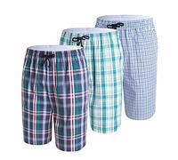 IDORIC Men's Pyjama Shorts 2-3 Pack Cotton Nightwear Checked Lounge Bottoms Shorts Two pockets Comfortable pyjama Mens Sizes M - 2XL（Set2/3P/L）